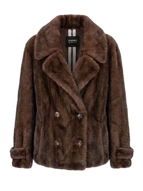 eco fur jacket marrone SWORD | SA269200 EKOPM1 BROWN